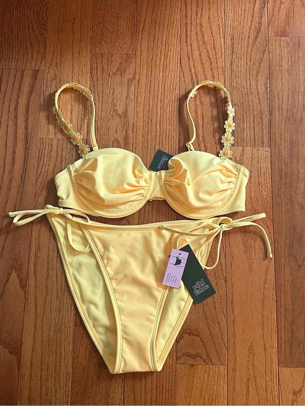 NWT wild fable Yellow Daisy-Strap Bikini Set